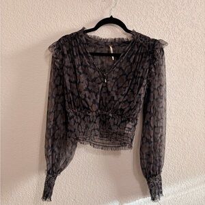 Sheer Long-Sleeve Blouse